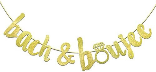 Bach & Boujee Banner, Glitter Bachelorette Banner for Bachelorette Party Decor (Gold) | Amazon (US)
