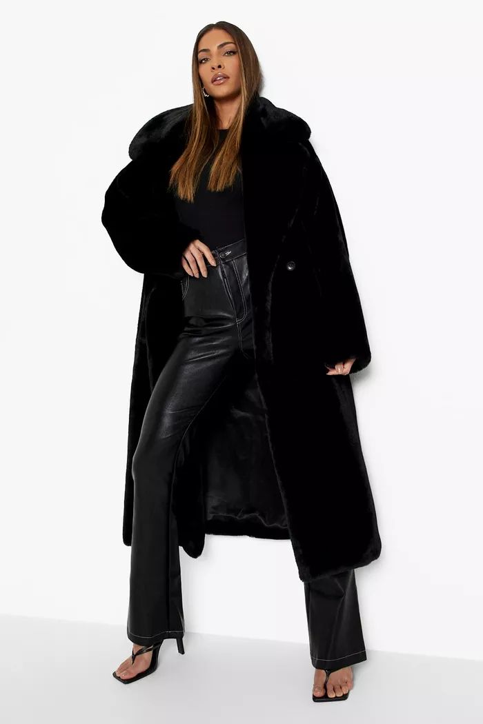 Luxe Faux Fur Longline Coat | Boohoo.com (UK & IE)