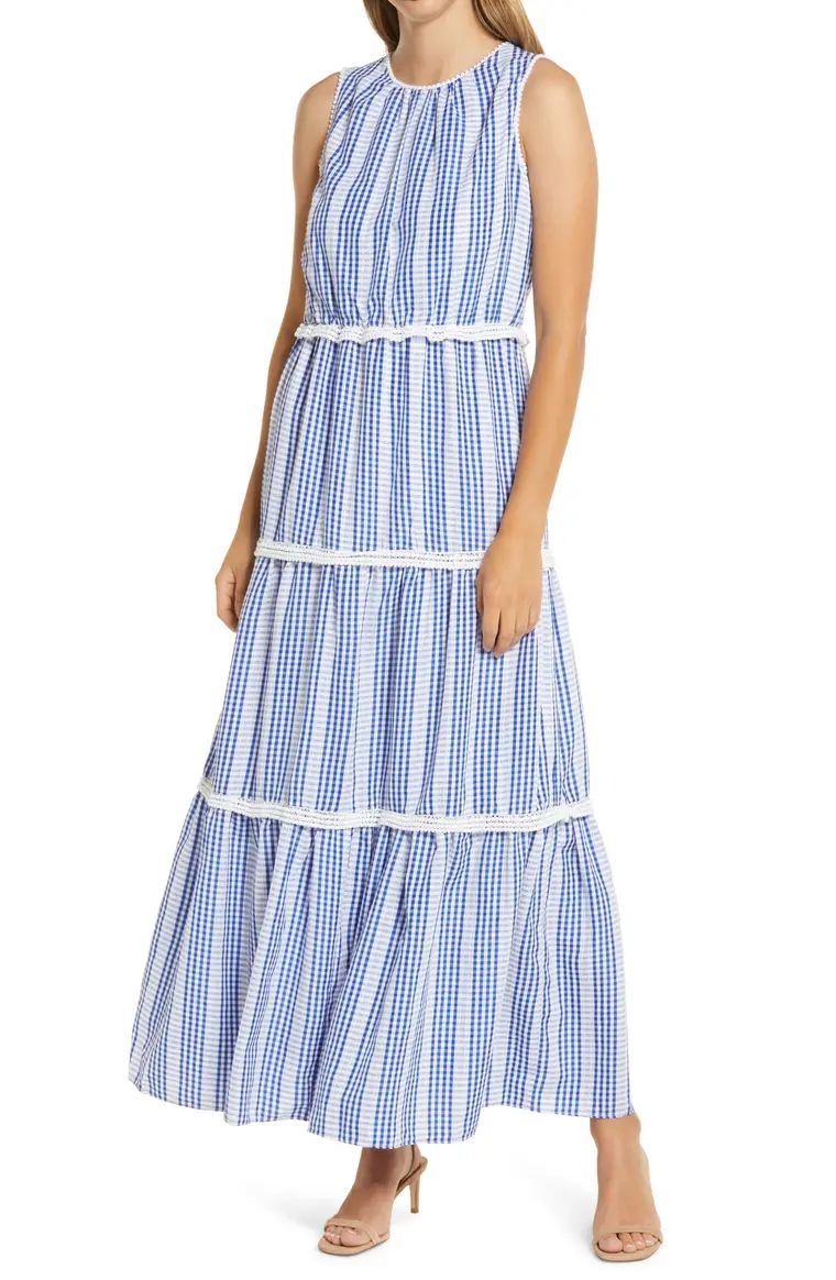 Gingham Stripe Tiered Maxi Dress | Nordstrom