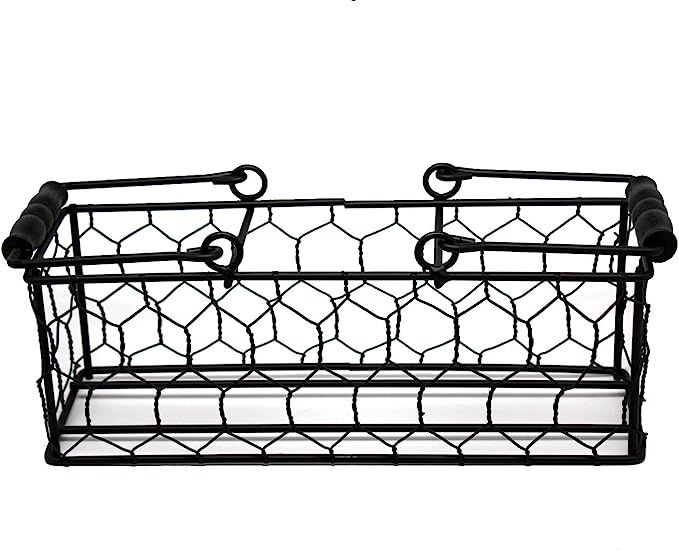 Caddy for Pint Mason Jars in Chicken Wire with Black Wood Handles (3 Pint Jars) | Amazon (US)