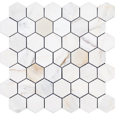 Calacatta Gold 2" x 2" Marble Honeycomb Mosaic Wall & Floor Tile | Wayfair North America