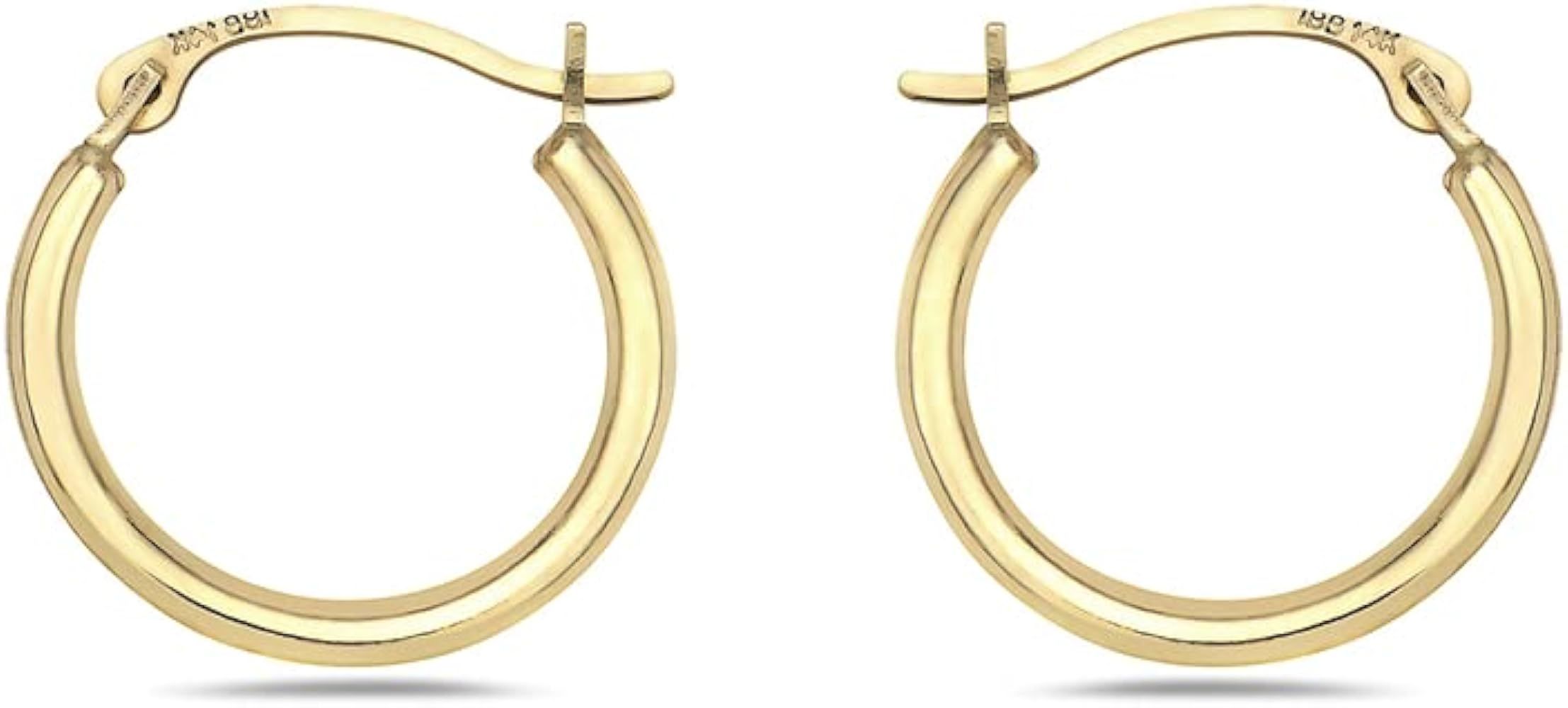 PORI JEWELERS 10K Solid Gold 1MMX14MM French Lock Hoop Earrings- Yellow Gold - Jewelry for Women ... | Amazon (US)