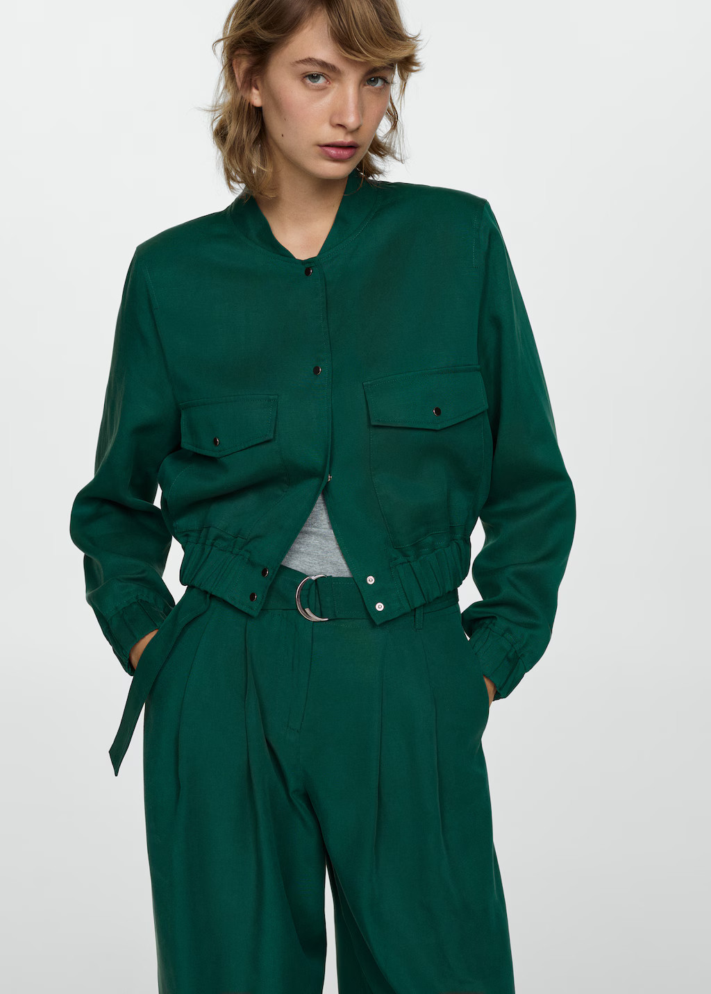 Lyocell jasje met zakken - Dames | MANGO Nederland | Mango EU