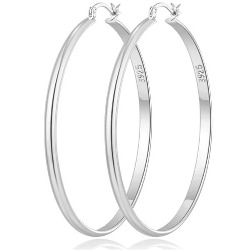 OOOPEL Extra Large Silver Hoop Earrings for Women Hypoallergenic Post Earrings Hoops Lightweight Big Silver Hoop Earrings | Amazon (US)