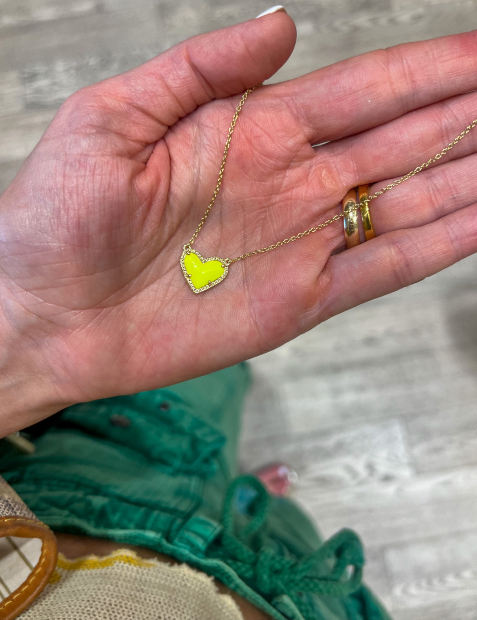 Kendra Scott neon yellow heart.  

#LTKfindsunder50 #LTKsalealert