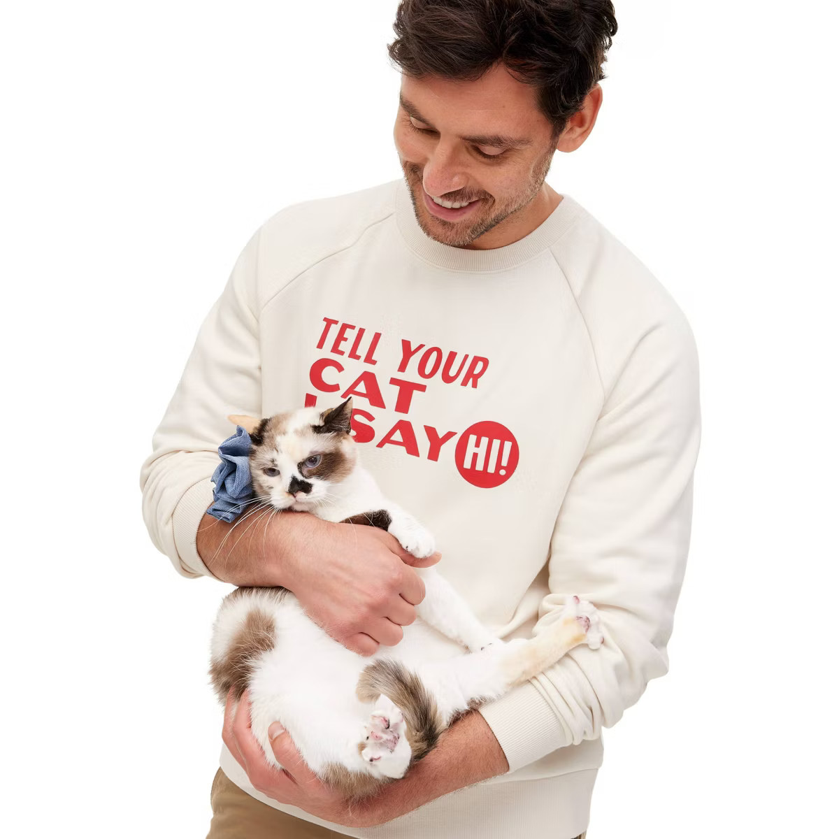 Adult "Tell Your Cat I Say Hi "Crewneck Sweatshirt - Cream - The Cuddle Collab | Target