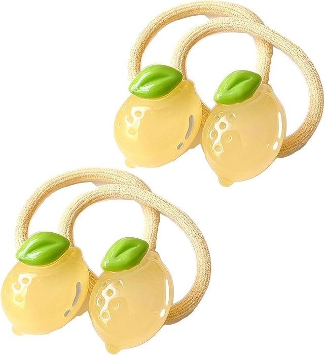 Lemon Hair Rope Tie Baby Girls Fruits Bowknot Kids Girls Yellow Lemon Hair Ring Tie BBG97 (Set-G) | Amazon (US)