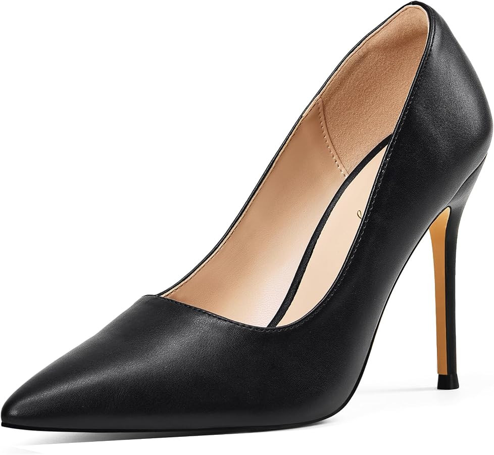 Elisabet Tang Women's High Heels Pumps Closed Pointed Toe Stiletto 4inch Heels Classic Office Spe... | Amazon (US)