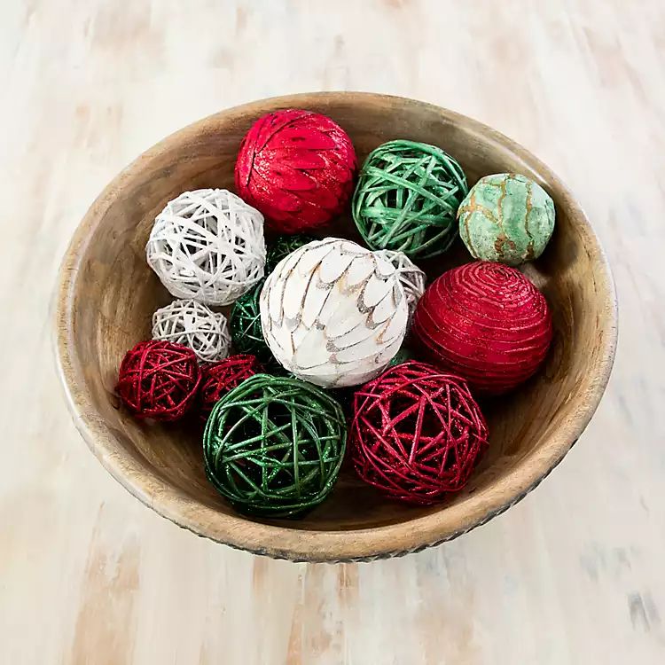 Red and Green 16-pc. Mixed Orb Filler | Kirkland's Home