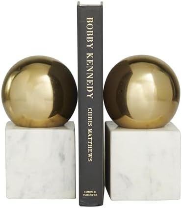 CosmoLiving by Cosmopolitan Marble Decorative Bookends Orb 10 lbs Non Skid Bookends, Set of 2 Off... | Amazon (US)