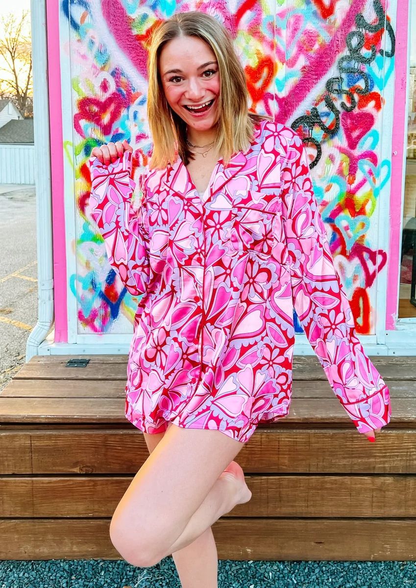 Favorite PJ Set - Candy Hearts Satin | Southern Roots
