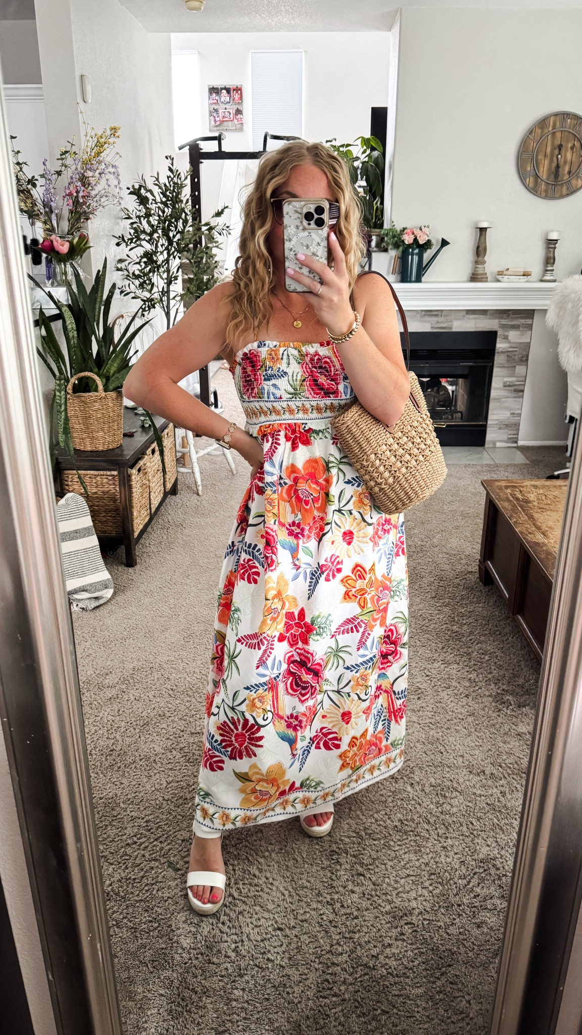 Tropical summer maxi dress with a straw handbag and wedge heels





vacation outfits, tropical outfits, beach outfits, beach clothes, resort wear 2026, summer outfits, beach vacation outfit

#LTKSaleAlert #LTKPetite #LTKTravel