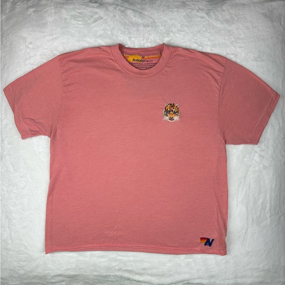Aviator Nation pink boyfriend tee with tiger embroidery | Poshmark