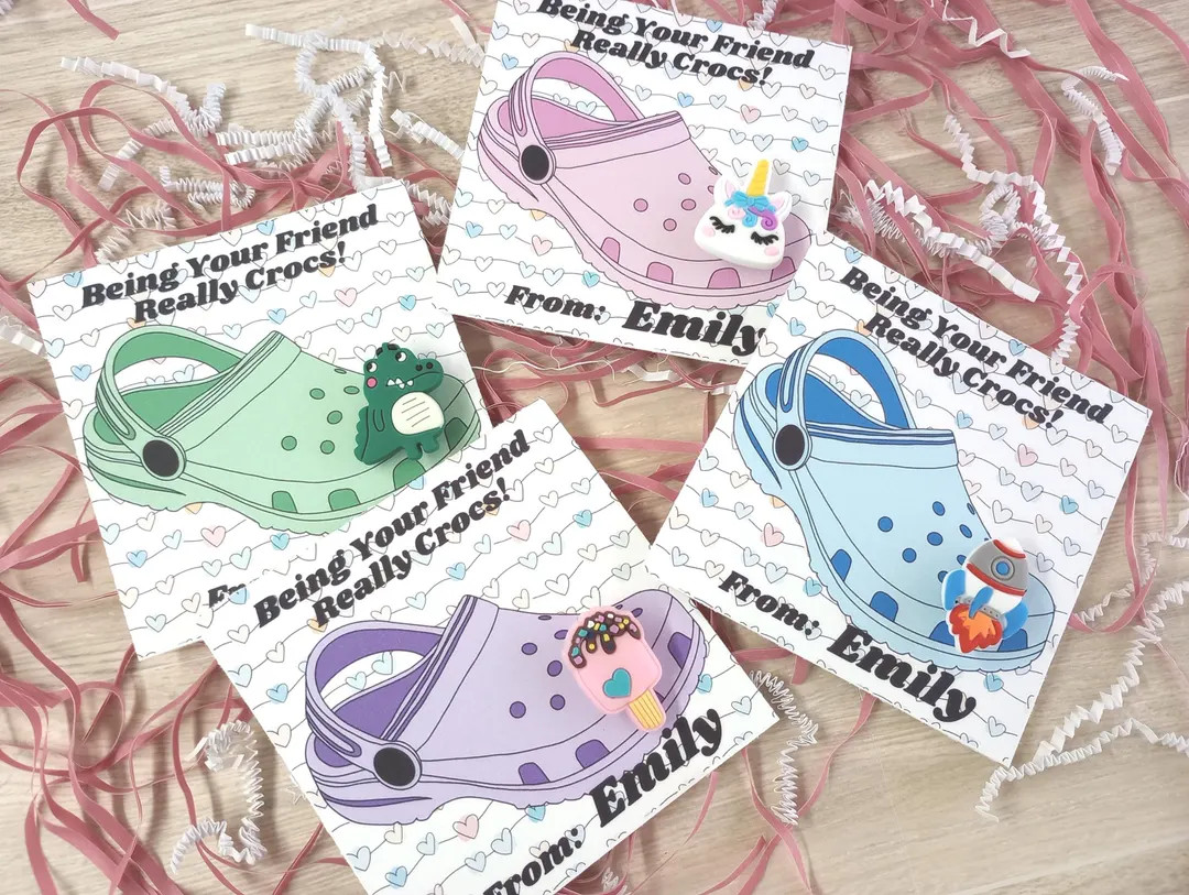 Croc Valentine Charm Card for Classroom Exchange Favor Gift for Classmates Vday Non-candy Valenti... | Etsy (US)
