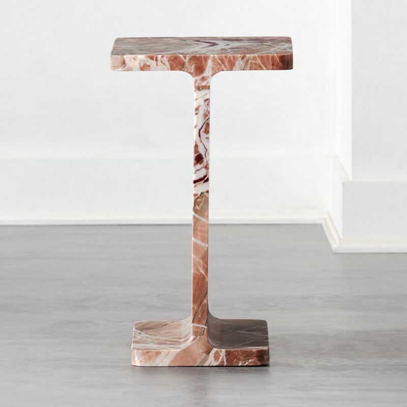 I Beam Pink Marble Side Table + Reviews | CB2 | CB2