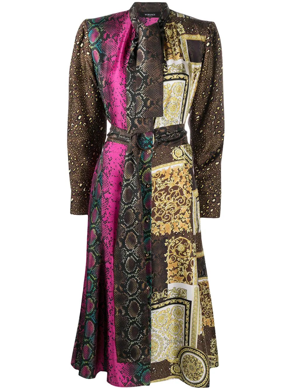 mixed-print silk midi dress | Farfetch (AU)