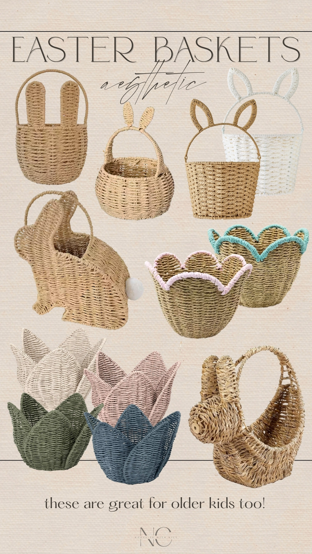 Who else is shopping for Easter Baskets and Easter Basket stuffers righ know?! 🙋🏻‍♀️ I assumed I wasn't the only one so I rounded up some of my favorite woven bunny baskets that would be perfect for Easter morning, egg hunts, or filling with little Easter basket stuffers for the kids. I especially love these if you’re going for that neutral, aesthetic Easter basket look.

Some of these are great for littles, but a few would totally work for older kids too 🤍
 

 #LTKmomlife #LTKSeasonal #LTKKids