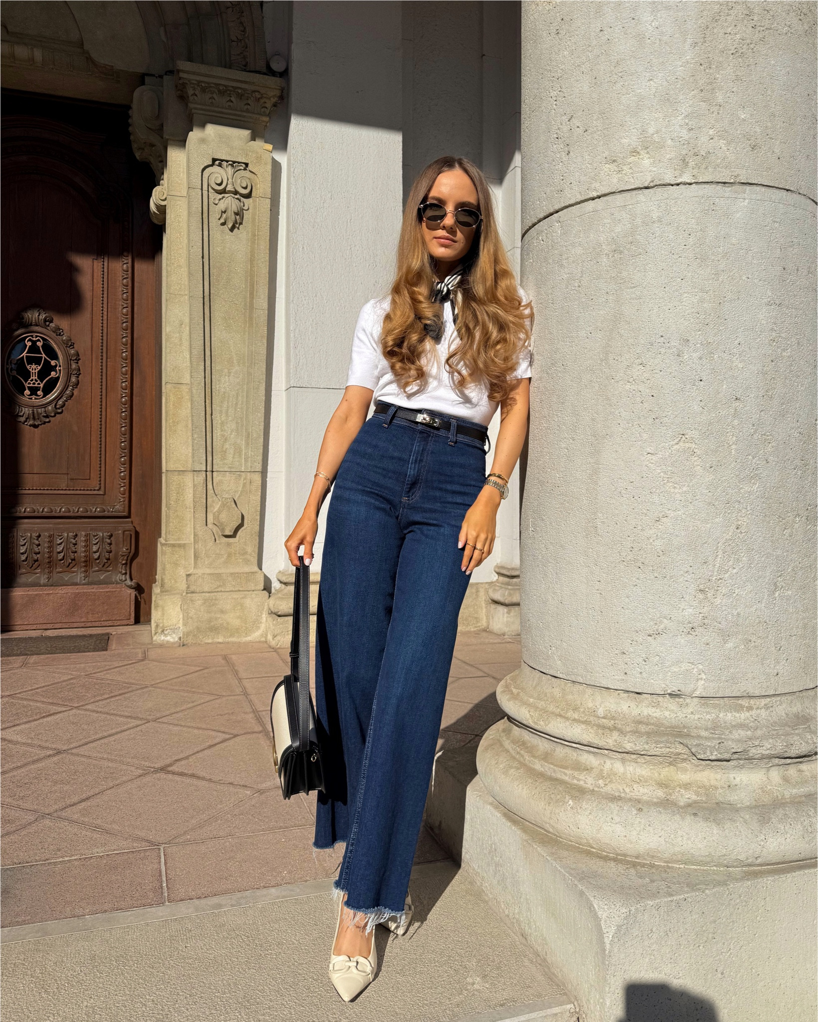 a french twist on everyday dressing - classic denim, soft knits, and subtle details that elevate the look 💫

french inspired style | street style look | capsule outfit | styling a neck scarf | casual chic | ootd | summer outfit 

#LTKItBag #LTKShoeCrush #LTKStyleTip