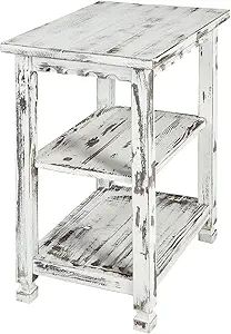 Alaterre Furniture Rustic Cottage End Table with 2 Shelves, White Antique, 20 in x 15 in x 27 in ... | Amazon (US)