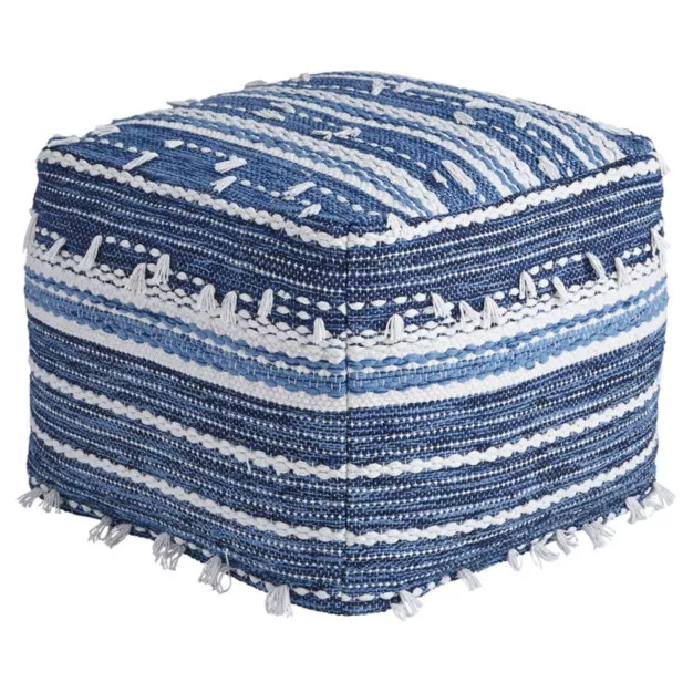 Anthony Pouf Blue/White - Signature Design by Ashley | Target