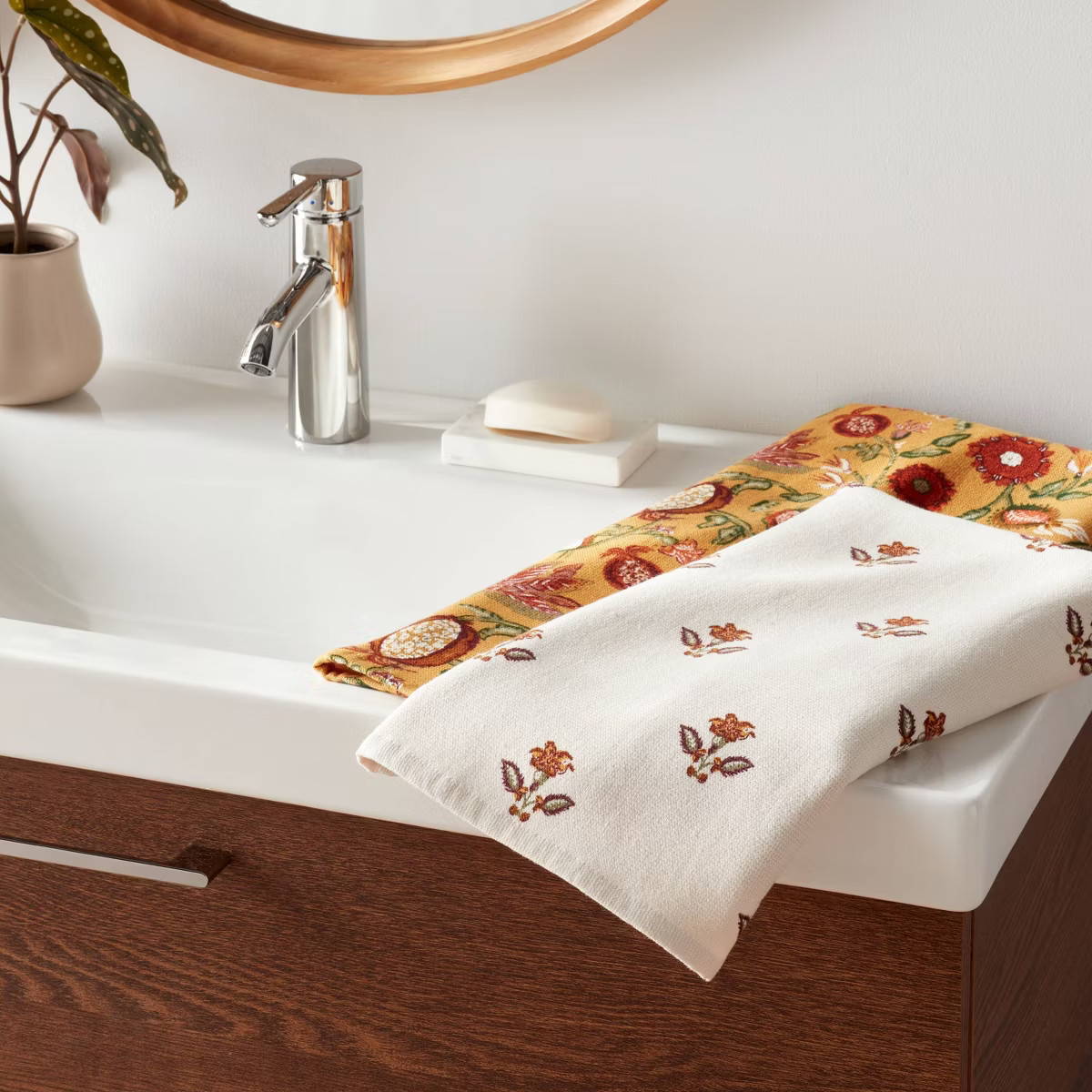 2pk Harvest Allover Fall Foliage Printed Hand Towel - Threshold™ | Target