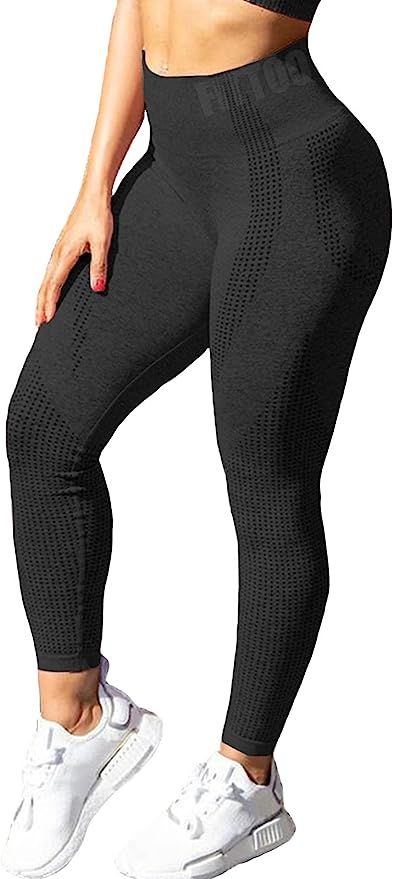 FITTOO Womens High Waisted Smile Contour Seamless Leggings Butt Lifting Yoga Pants | Amazon (US)