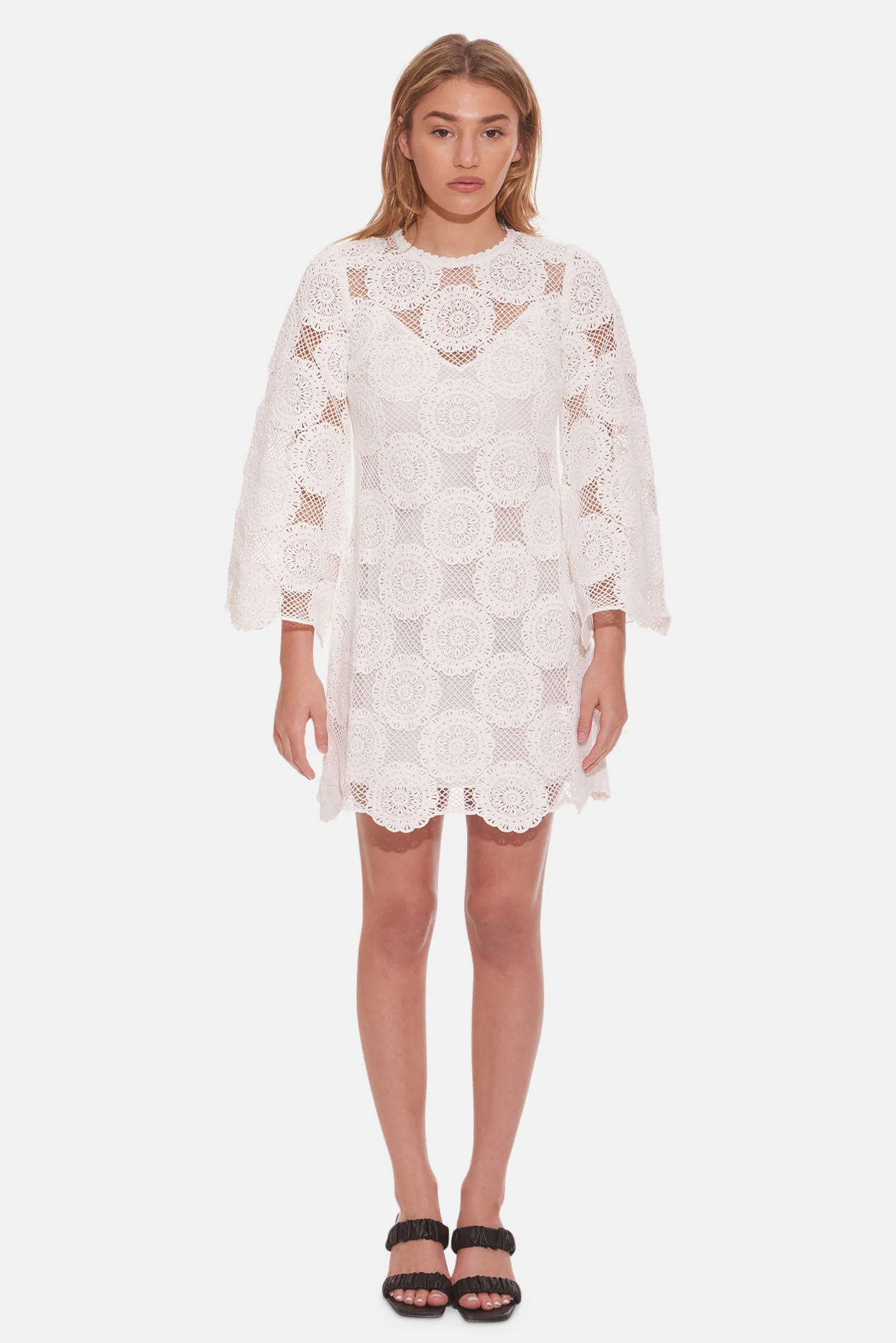 Junie Lace Tunic Dress Ivory | Blue & Cream