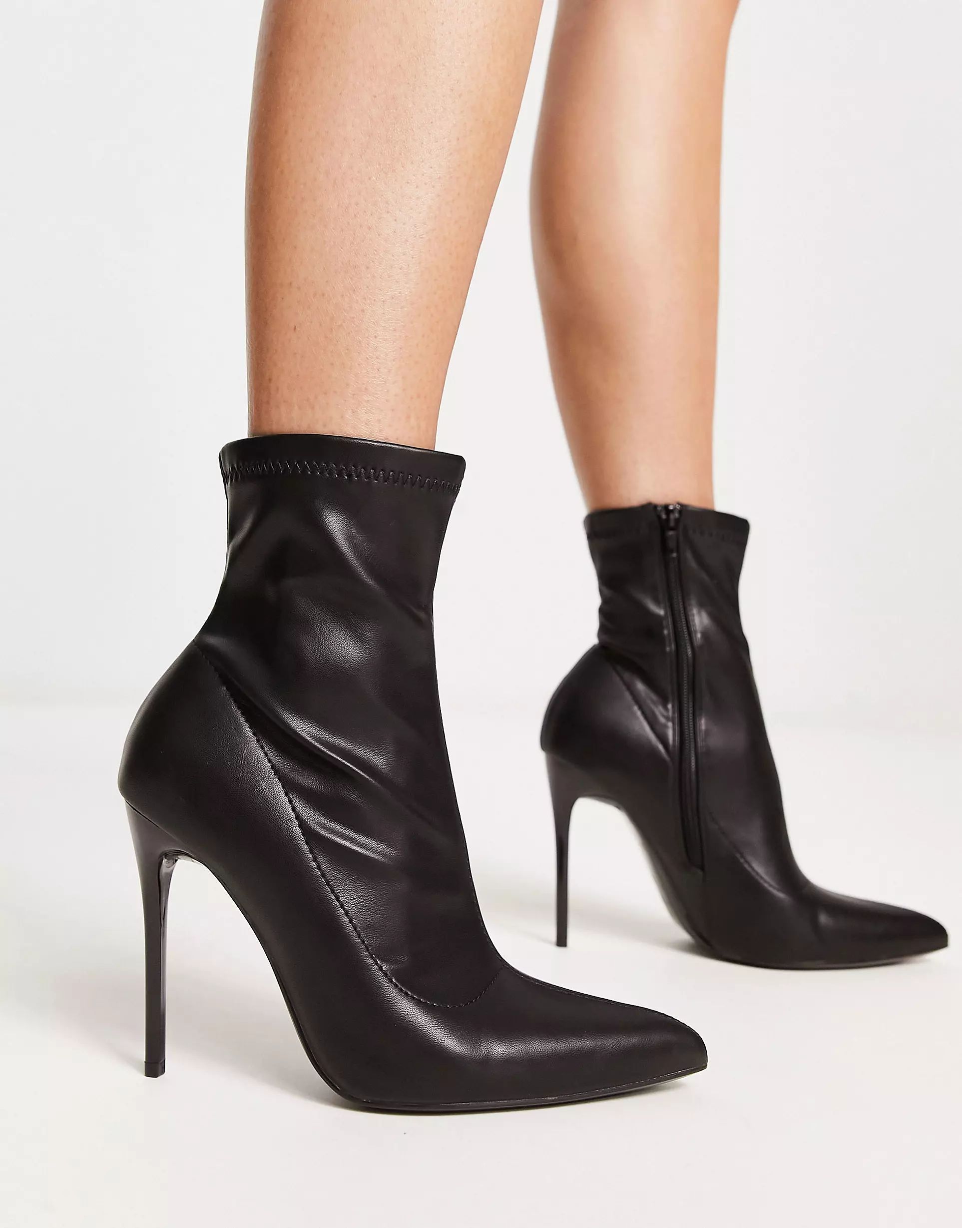 Truffle Collection stiletto heel sock boots in black | ASOS (Global)