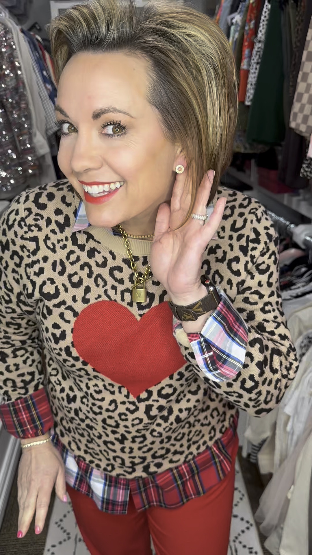 POV: Mixing prints: risky? Sure. Worth it? Absolutely.

Loving this Valentine’s Day look! ❤️ I started with vibrant red pants as the base, added a mixed plaid button-down for some texture, and topped it with an amazing leopard-print sweater featuring a statement red heart. Brown ankle boots keep it chic and grounded, while gold layered necklaces and simple earrings elevate the outfit effortlessly. Finished with a neutral handbag for a polished touch. Ready to take on the day in style!

✨ Perfect for brunch, errands, or a casual Valentine’s outing!

Comment “SHOP” below to get a DM with the link to my LTK! ⬇ 

⭐️⭐️ Don’t forget to follow me for the link! ⭐️⭐️ 

#ValentinesDayOutfit #LeopardPrintStyle #LayeredNecklaces #OOTDInspo #ChicAndCozy #WinterStyle2025 #ValentinesDayLook #FashionForwardOOTD #CasualWinterOutfits #BoldAndTrendy

Valentine’s Day OOTD
red pants styling ideas
leopard print sweater outfit
mixed print outfit ideas
layered gold necklace styling
neutral handbags for winter
trendy Valentine’s Day outfits
cozy chic Valentine’s look
winter casual fashion
statement sweater outfits
fashion-forward winter look
red and leopard outfit ideas
chic winter accessories
bold casual outfits for winter
Valentine’s Day outfit inspiration
stylish plaid layering
playful winter style
cozy Valentine’s Day fashion
chic ankle boot outfit
stylish everyday winter looks


#LTKStyleTip #LTKWatchNow #LTKFindsUnder50