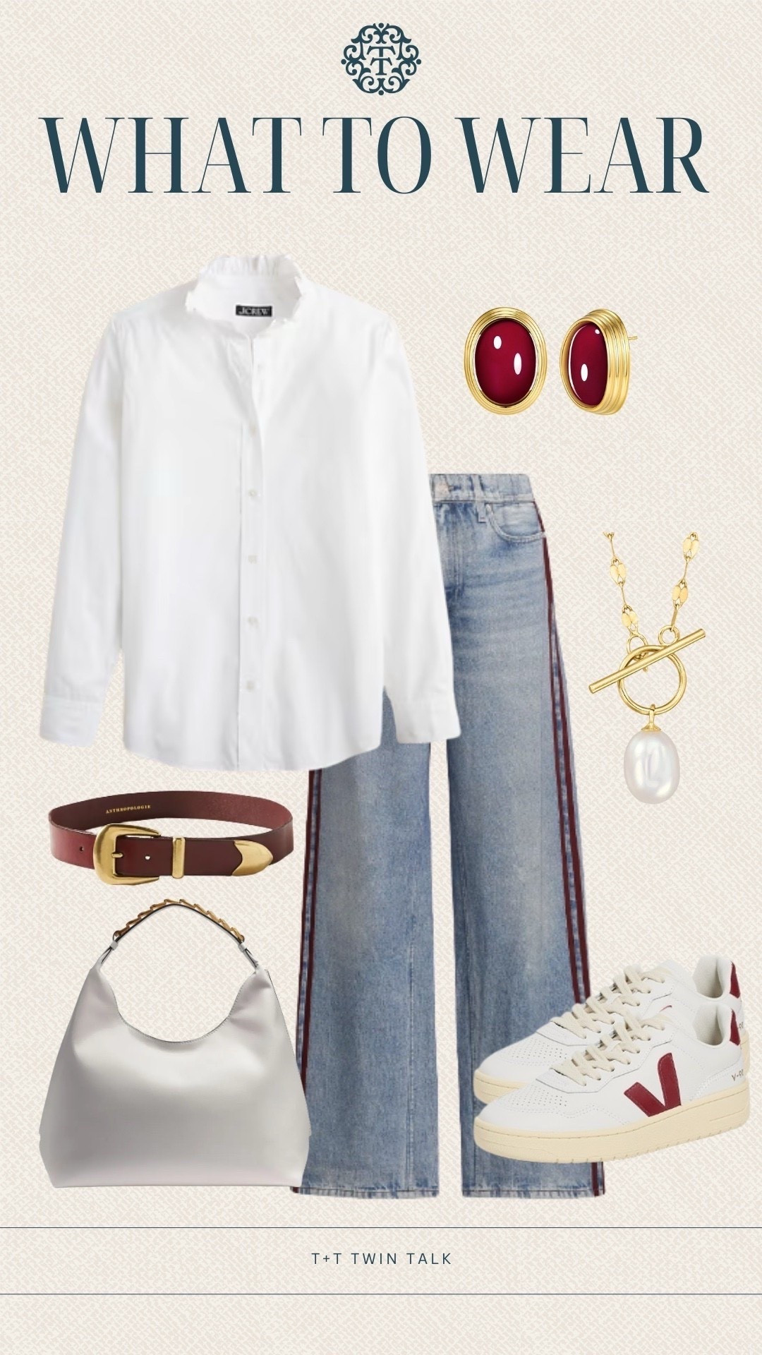What to wear, preppy fall outfit ideas! Everyone’s favorite sweatpant jeans are back and stock! We paired them with a white button down, Ross Simons necklace and a pair of Veja sneakers! 

#LTKSeasonal #LTKOver40 #LTKStyleTip