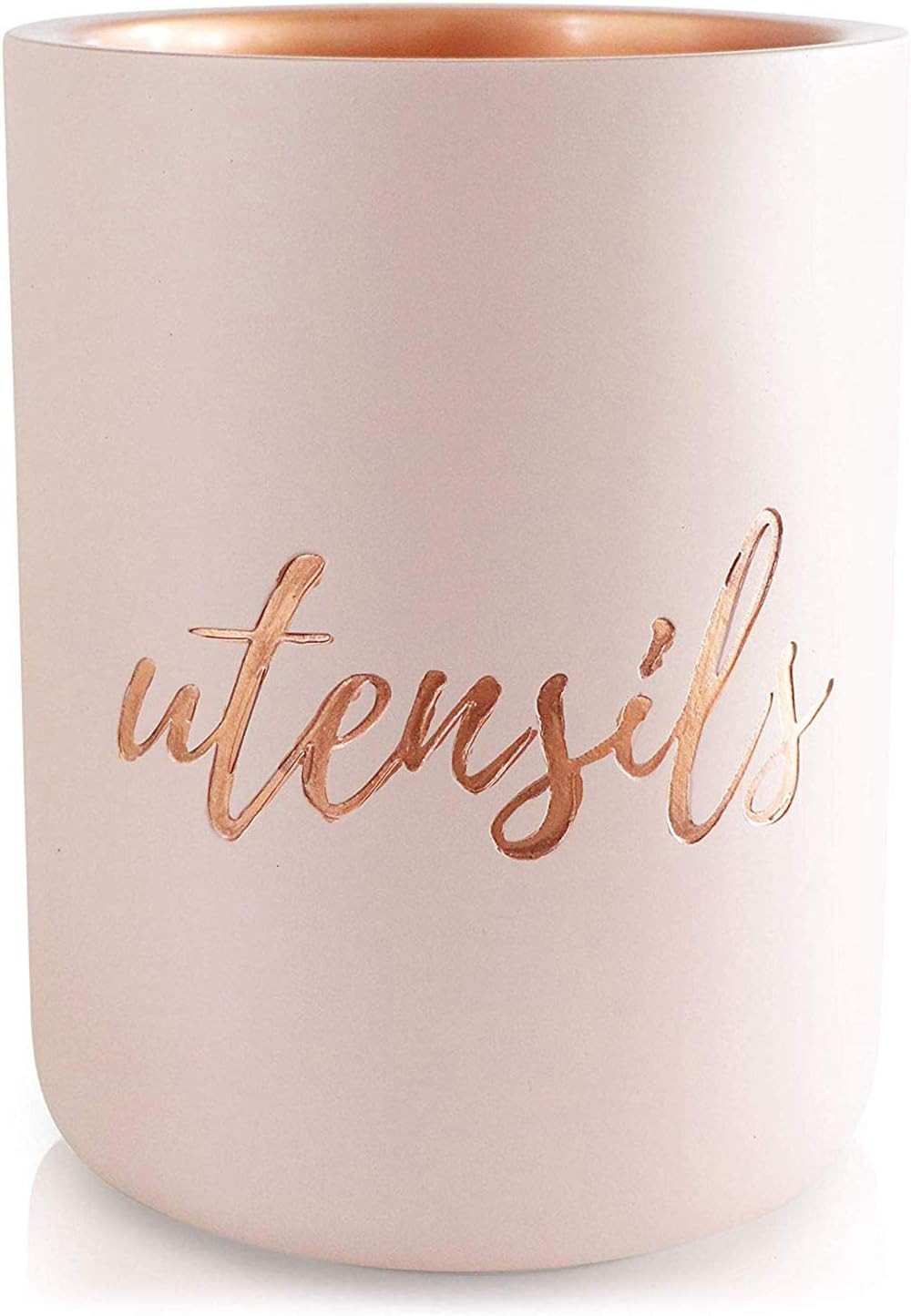 Pink and Copper Utensil Holder for Countertop - Pink Utensil Holder for Pink Kitchen Decor & Pink... | Amazon (US)