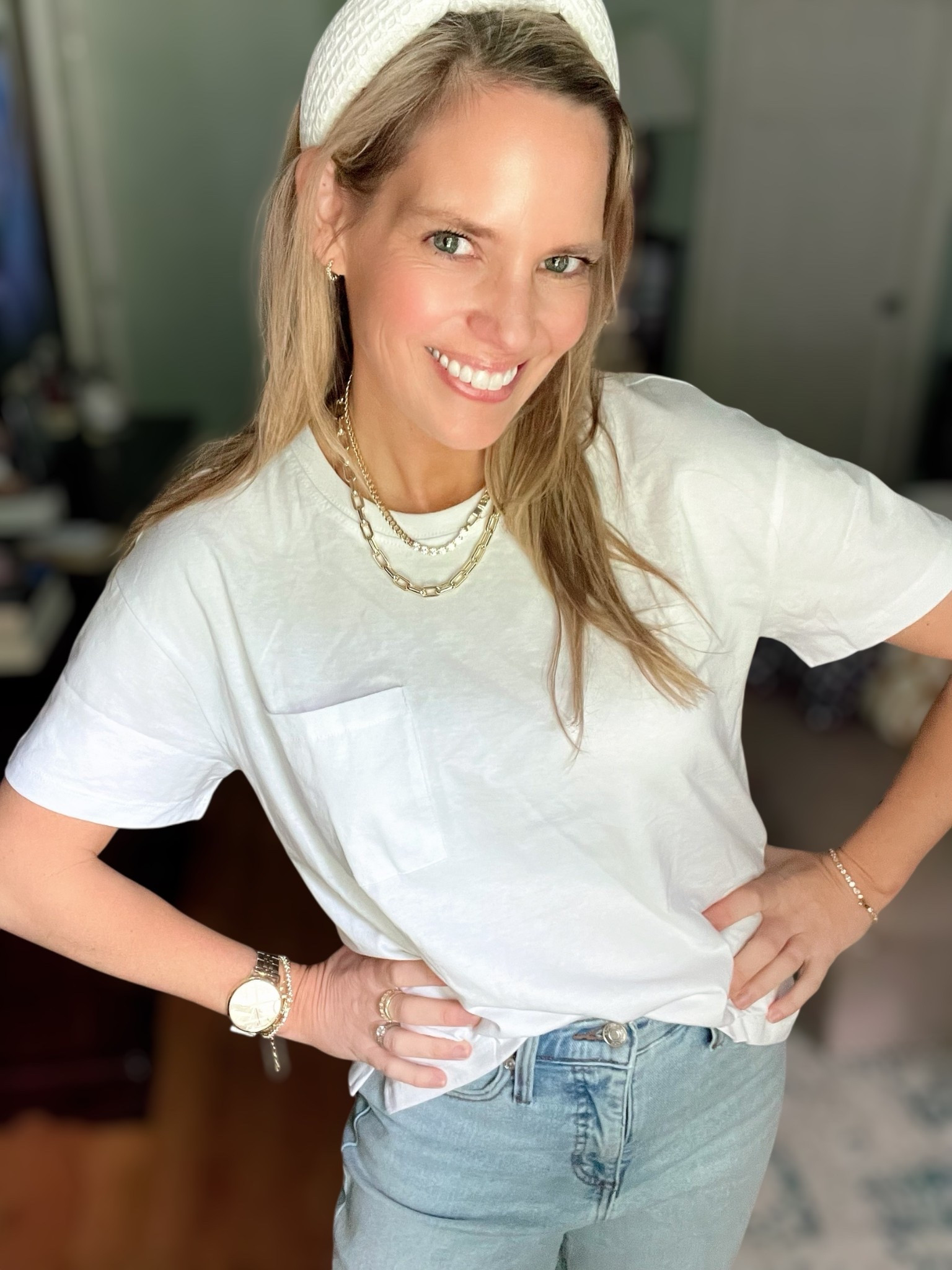 Use code PREPPYREBEL for 10% off my Melinda Maria jewelry! ✨

Easy, breezy, and under budget—this Walmart outfit is a summer staple! I’m wearing their classic white pocket tee (under $10!) paired with wide-leg cuffed jeans, available in sizes 0–18. The jeans have the cutest rolled hem detail and a relaxed fit that’s both flattering and comfy. I styled it with white espadrille wedges, layered gold jewelry, and a textured headband for a polished, everyday look!

Fit details:
• Tee: Soft cotton, relaxed fit, under $10
• Jeans: Cuffed wide-leg, size 0–18, true to size 👖

Walmart jeans, white Walmart tee, budget-friendly summer outfit, preppy everyday style, wide leg denim, classic summer basics

Walmart win 🛒 Closet classic 🤍 Espadrille love 🩴 Under $10 find 💸 Everyday ease ✨ Rolled hem cuteness 👖 Preppy polished 🧺 Summer staple ☀️ Layered gold moment ✨ Chic on a budget 💛

Shop this look on LTK!

#LTKFindsUnder100 #LTKOver40 #LTKFindsUnder50