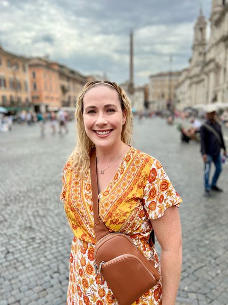La Piazza Navona, Rome Italy; what to wear in Rome; Europe vacation outfits; Mediterranean cruise; vacation outfits for women; women’s style; wrap dress; sling bag; 

#LTKover40 #LTKeurope #LTKtravel