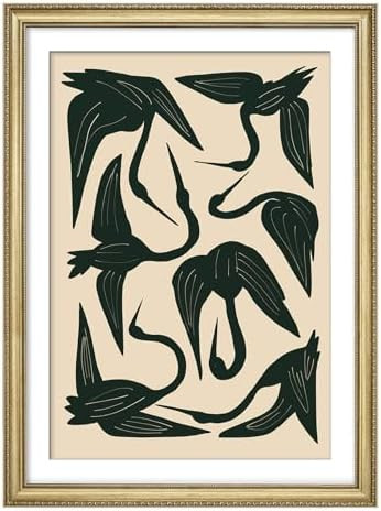 MUDECOR Premium Framed Wall Art Minimalist Abstract Birds in Dark Green Illustrations Impressioni... | Amazon (US)