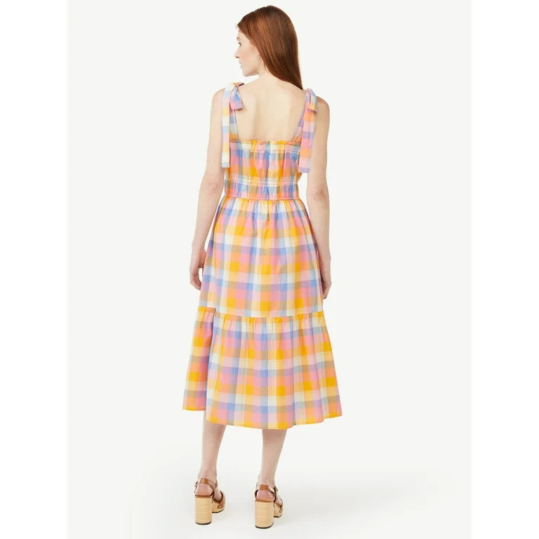 Free Assembly Women's Midi Sundress with Tie Shoulder Straps - Walmart.com | Walmart (US)