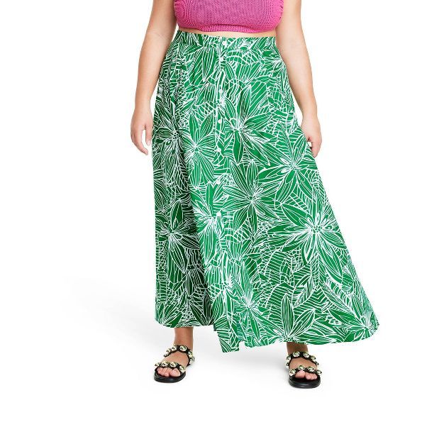 Women's Linear Floral Print Maxi Skirt - Tabitha Brown for Target Green | Target