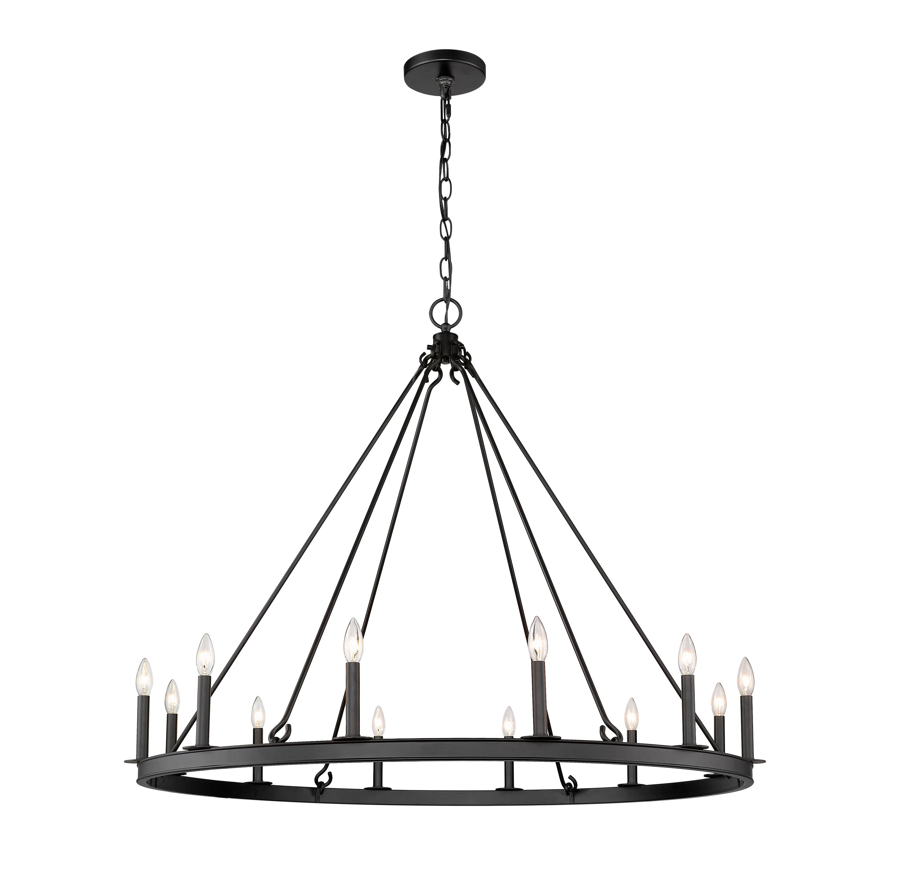 Z-Lite Barclay 12-Light Matte Black TransitionalChandelier | 482R-12MB | Lowe's