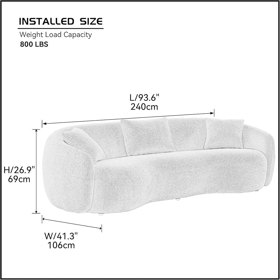 Modern Sofa Couch, Curved Sofa Luxury Style Living Room Sofa, Back Upholstered Boucle Couch with ... | Amazon (US)