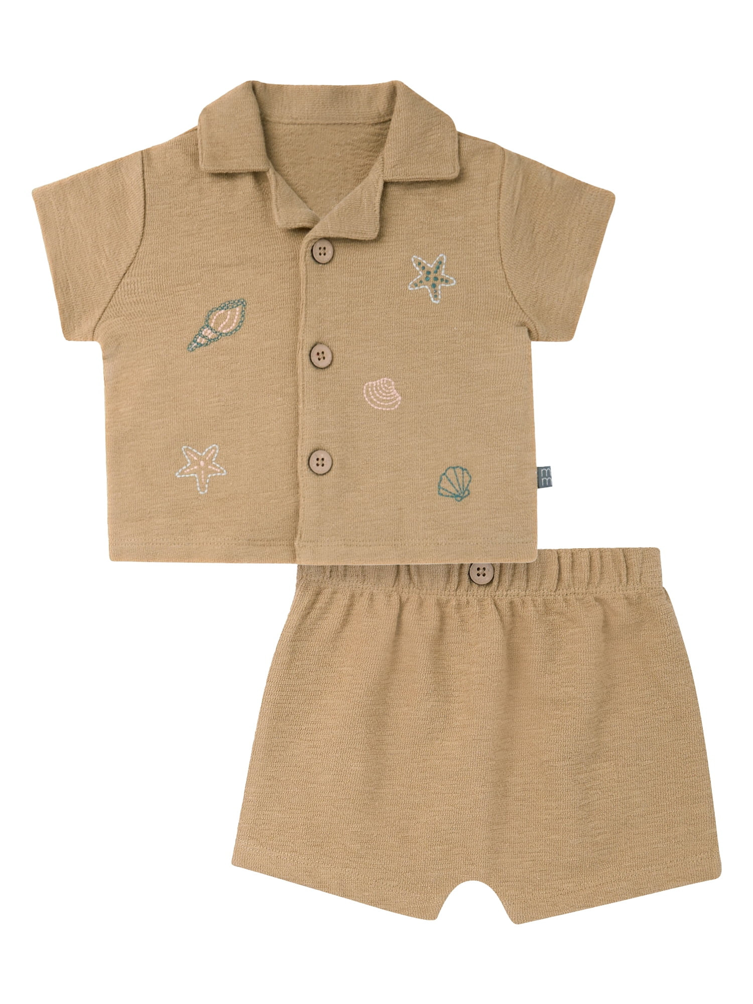 Modern Moments by Gerber Baby Boy Button Down Shirt and Short Set, 2-Piece, Sizes 0/3 Months - 24... | Walmart (US)