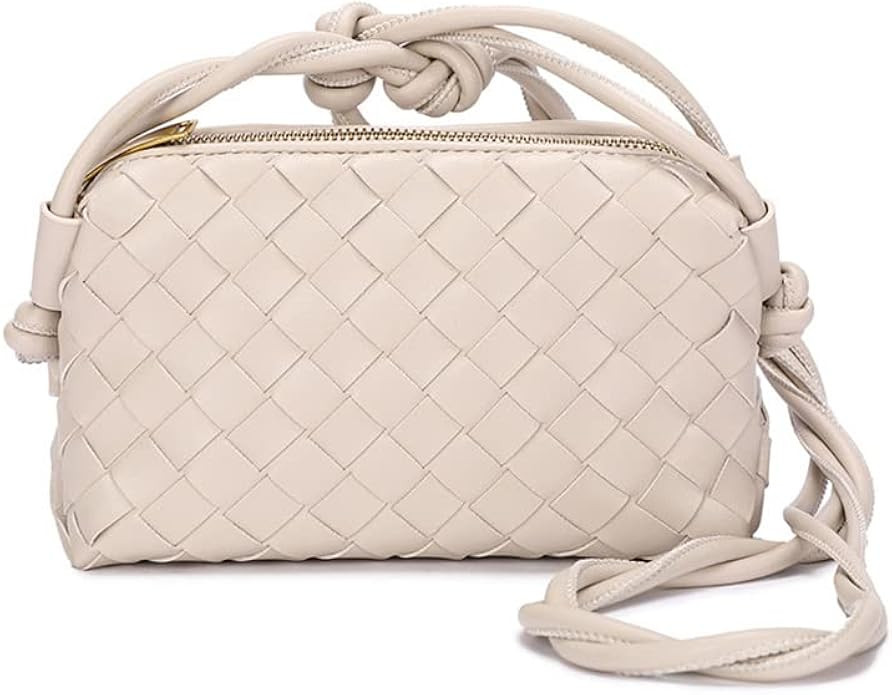 Vounbratt Small Woven Shoulder Bag for Women, Leather Crossbody bag Purse Lightweight Handbags Ph... | Amazon (US)