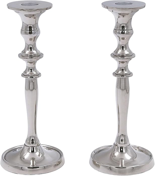 Hosley Set of 2 Silver Finish Taper Candle Holder 8" High. Ideal Gift and Use for Weddings, Party... | Amazon (US)