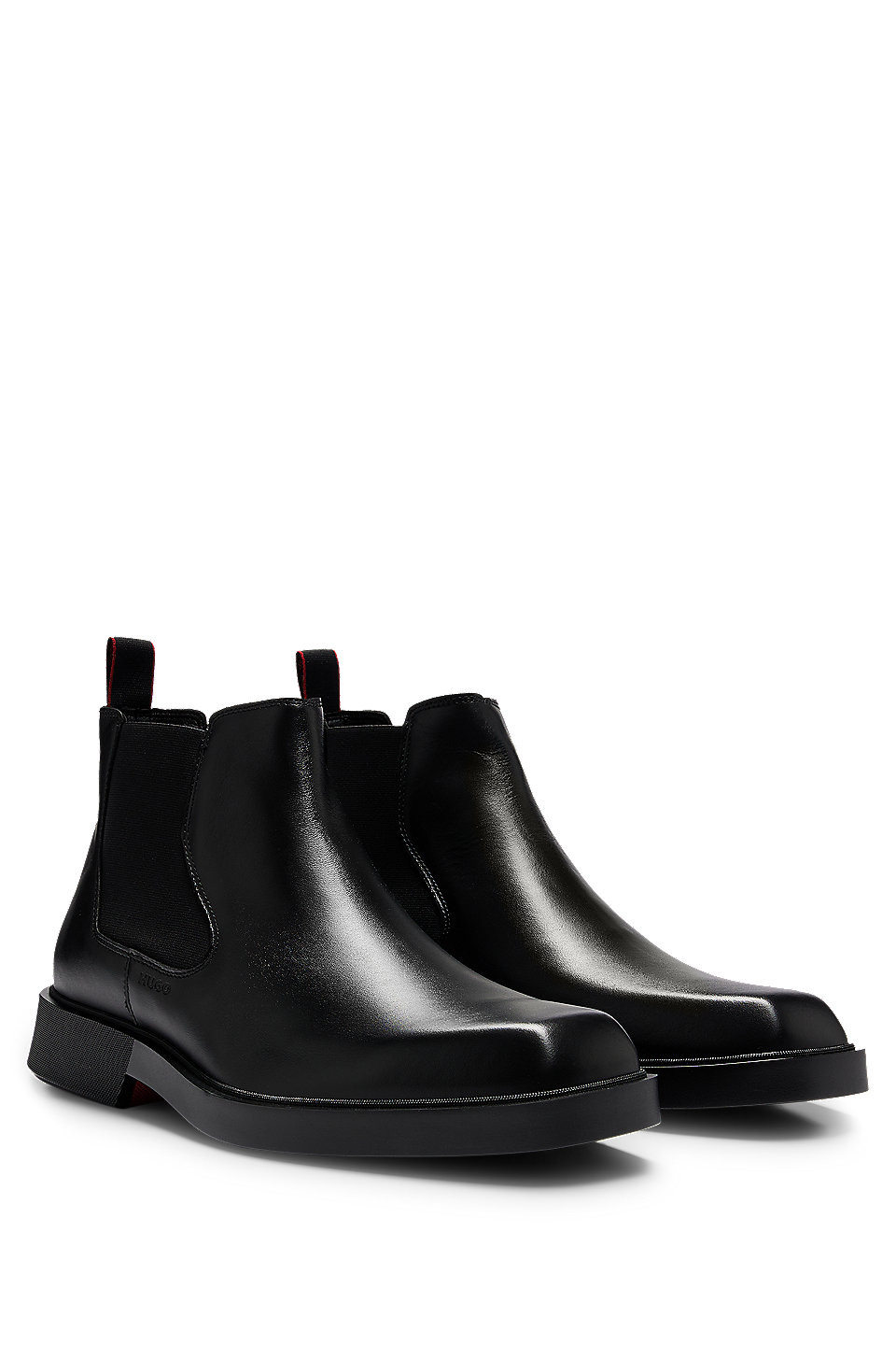 Leather Chelsea boots with signature pull loop | Hugo Boss (UK)