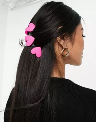 ASOS DESIGN hair claw clip with pink hearts | ASOS | ASOS (Global)