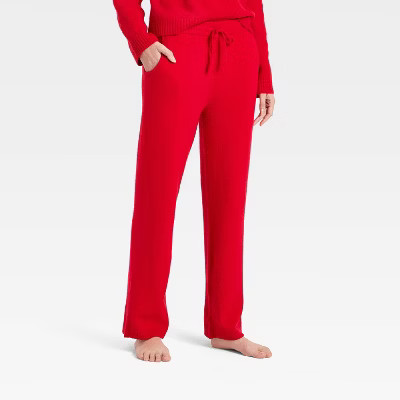 Women's Mid-Rise Cozy Knit Ankle Pull-On Pants - Universal Thread™ Red | Target