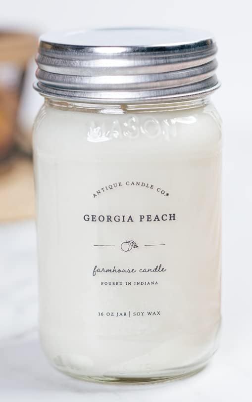 Antique Candle Co.® Georgia Peach 16 Ounce Soy Wax Candle, 80 Hour Burn Time, Cotton Wick, Gift ... | Amazon (US)