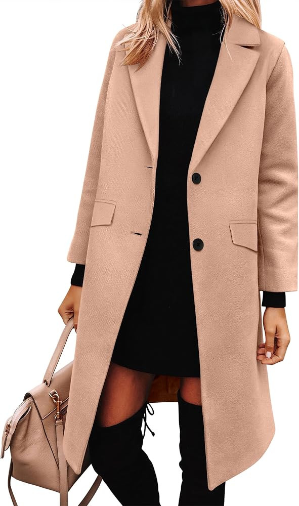 ANRABESS Womens Peacoat Notched Lapel Collar Single-Breasted Trench Coats Loose Casual Long Jacke... | Amazon (US)