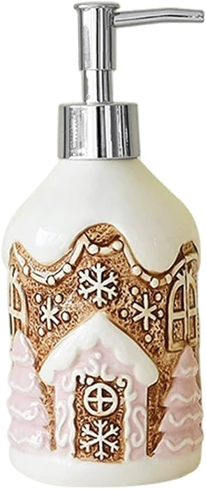 Christmas Soap Dispenser 350ML Ceramic Gingerbread House Hand Soap Dispenser Refillable Lotion Bo... | Amazon (US)