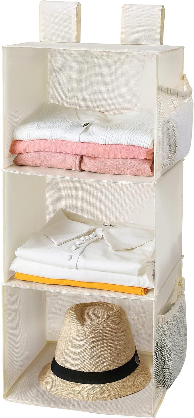 MAX Houser 3-Shelf Hanging Closet Organizer, Hanging Sweater Organizer, Foldable Hanging Shelves ... | Amazon (US)