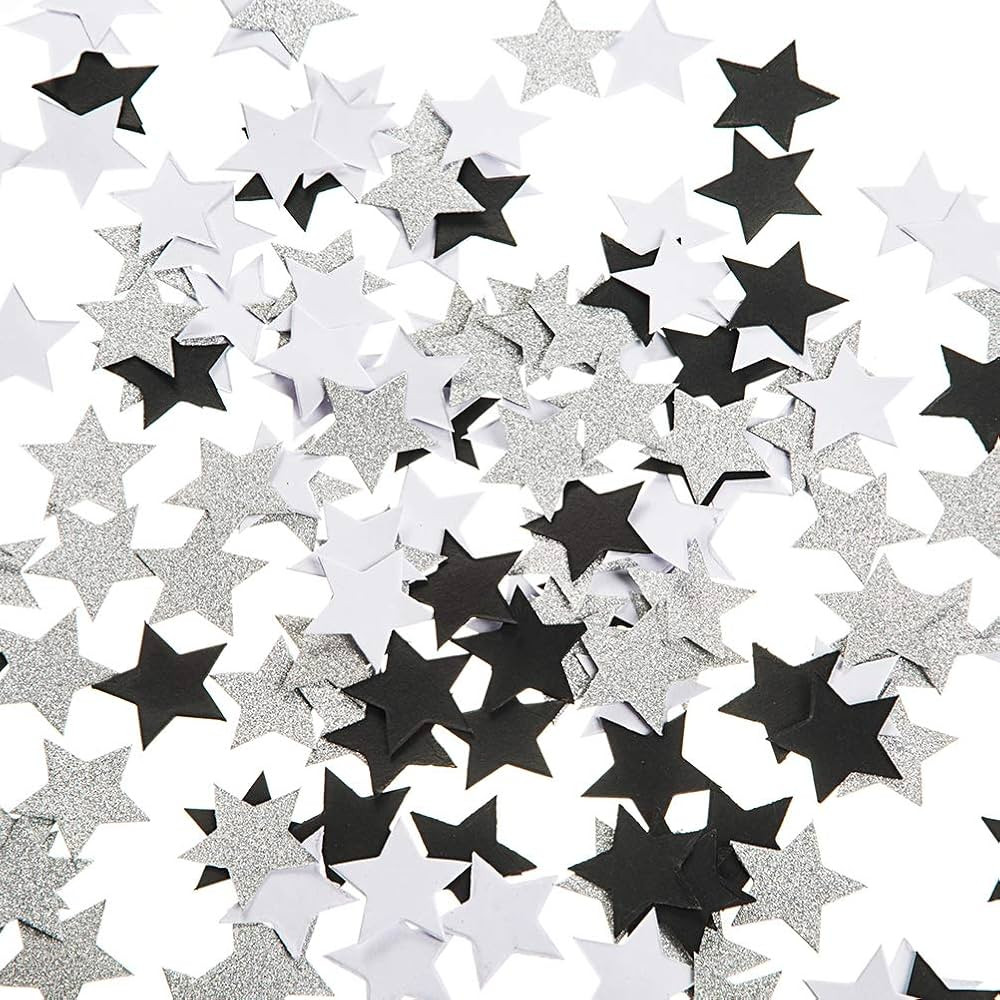 Black and White Glitter Silver Paper Twinkle Little Stars Confetti Wedding Birthday Theme Party F... | Amazon (US)