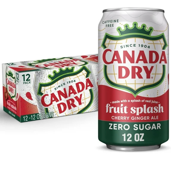 Canada Dry Caffeine Free Zero Sugar Fruit Splash Cherry Ginger Ale Soda Pop, 12 fl oz, 12 Pack Ca... | Walmart (US)